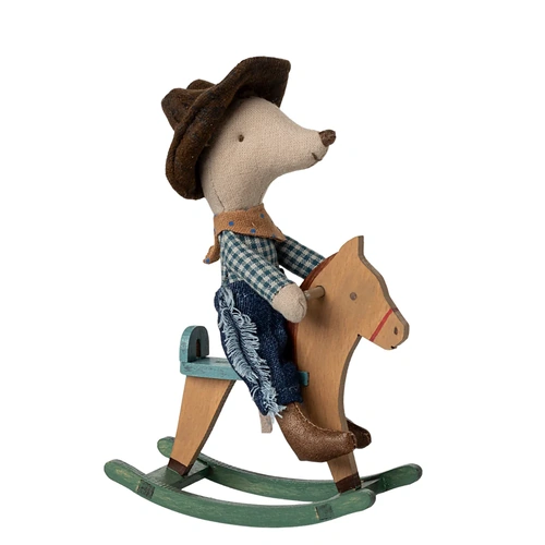 Maileg - Cowboy Mouse on Rocking Horse