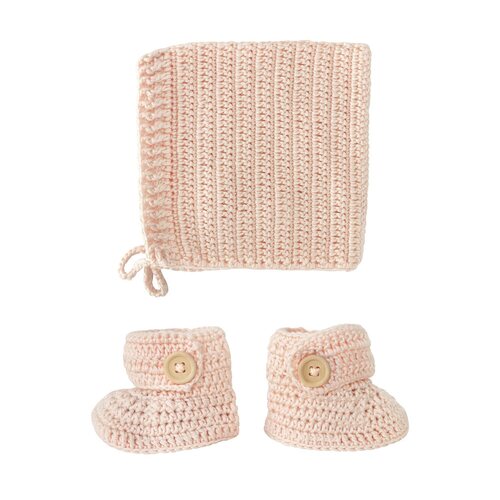O.B. Designs - Peach Crochet Bonnet and Bootie Set