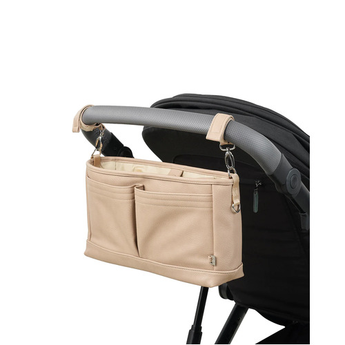 OiOi - Faux Leather Stroller/ Pram Caddy - Oat