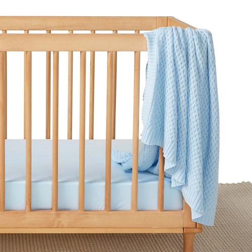 Snuggle Hunny - Baby Blue Diamond Knit Organic Baby Blanket