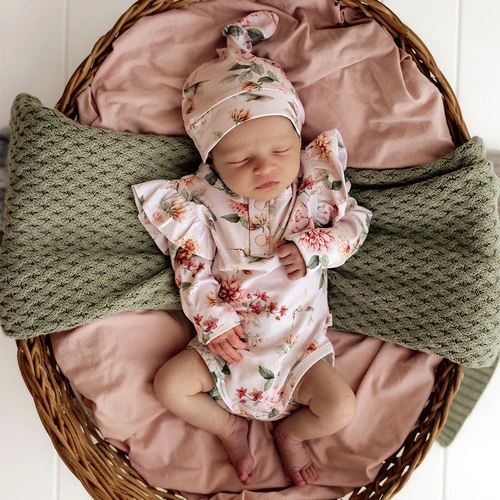 Snuggle Hunny - Birds & Blooms Organic Long Sleeve Bodysuit with Frill [Size: 0000]