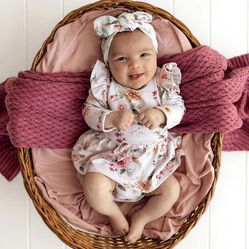 Snuggle Hunny - Birds & Blooms Long Sleeve Organic Dress [Size: 000]