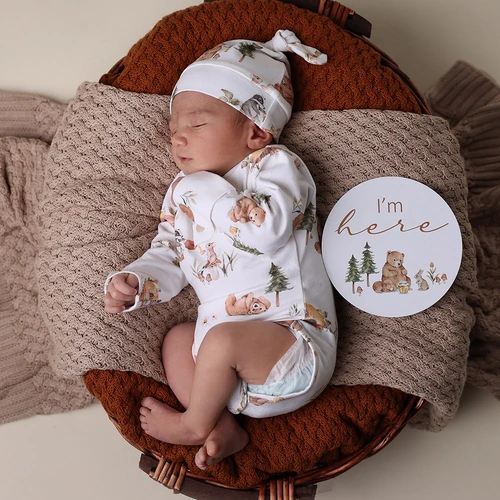 Snuggle Hunny - Bears Long Sleeve Organic Bodysuit [Size: 0000]