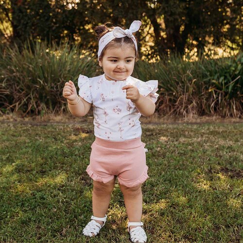 Snuggle Hunny - Ballerina Short Sleeve Organic Bodysuit with Frill [Size: 0000]