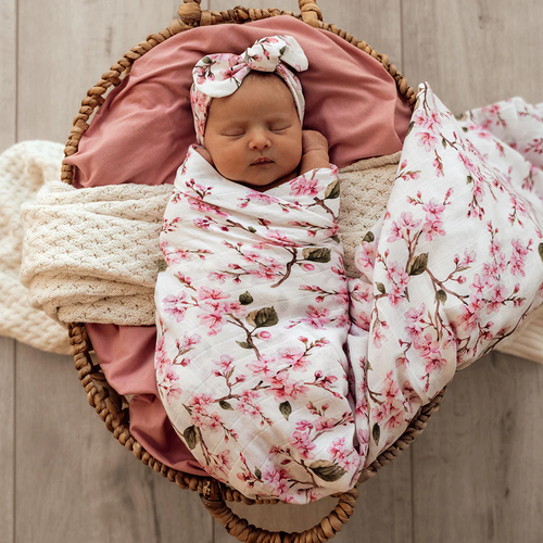 Snuggle Hunny - Chery Blossom Organic Muslin Wrap