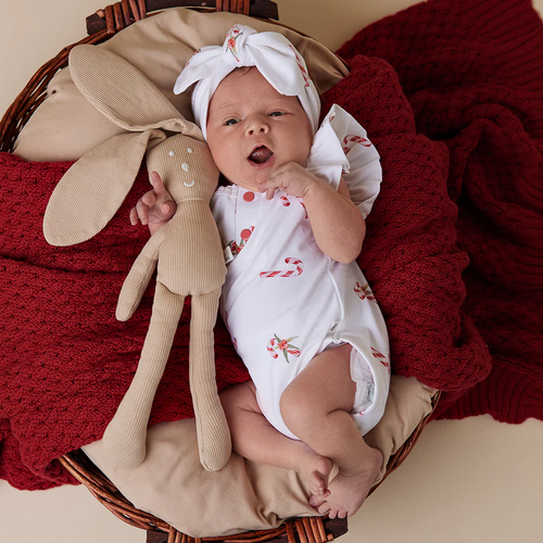 Snuggle Hunny - Candy Cane Short Sleeve Organic Bodysuit with Frill [Size: 000]