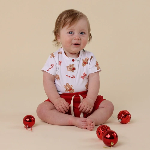 Snuggle Hunny - Gingerbread Short Sleeve Organic Bodysuit [Size: 0000]