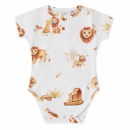 Snuggle Hunny Kids - Lion Short Sleeve Organic Bodysuit [Size: 0000]