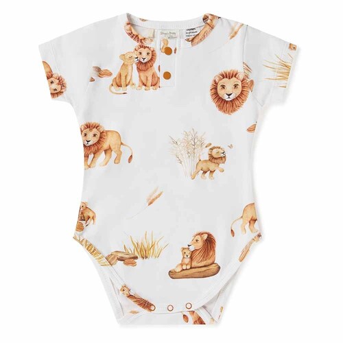 Snuggle Hunny Kids - Lion Short Sleeve Organic Bodysuit [Size: 00]