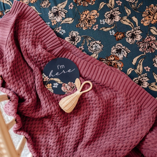 Snuggle Hunny Kids - Mauve Diamond Knit Baby Blanket