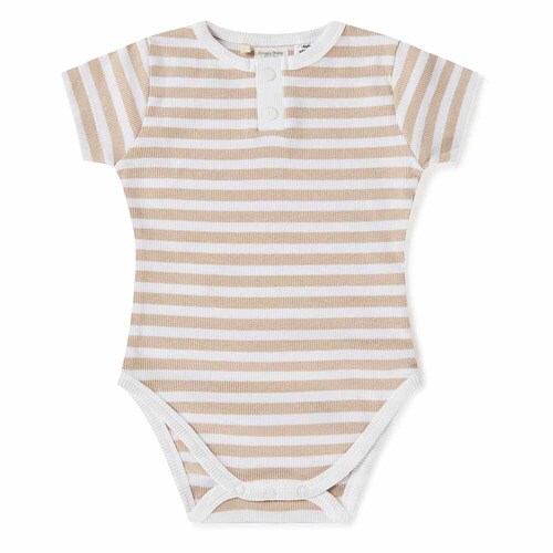Snuggle Hunny Kids - Pebble Stripe Short Sleeve Organic Bodysuit [Size: 000]