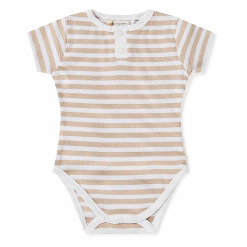 Snuggle Hunny Kids - Pebble Stripe Short Sleeve Organic Bodysuit [Size: 0000]