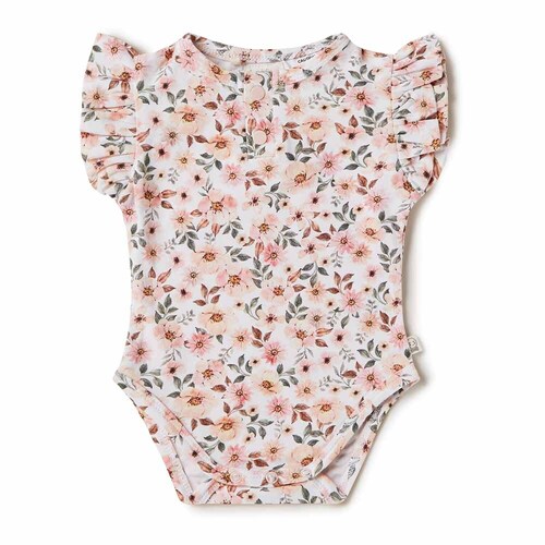 Snuggle Hunny Kids - Spring Floral Short Sleeve Organic Bodysuit [Size: 1]
