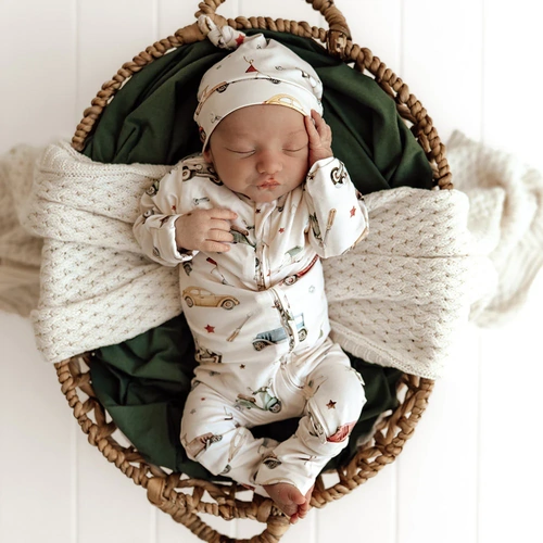 Snuggle Hunny - Vintage Cars Organic Snugglesuit Convertible Romper [Size: 0000]
