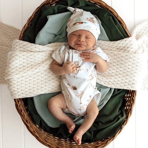 Snuggle Hunny - Woodland Tales Short Sleeve Organic Bodysuit [Size: 0000]