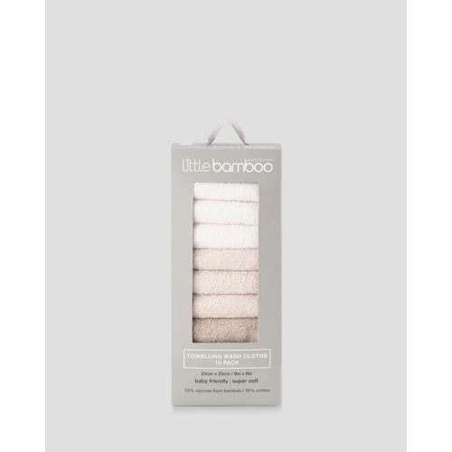 Little Bamboo Baby Towelling Washers 10 Pack - Iced Coffee