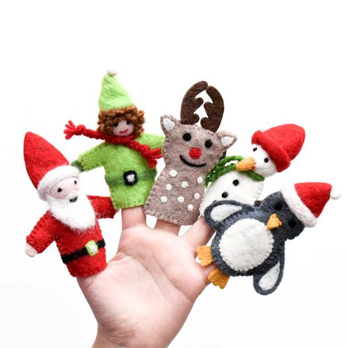 Tara Treasures - Christmas Felt Finger Puppet Set