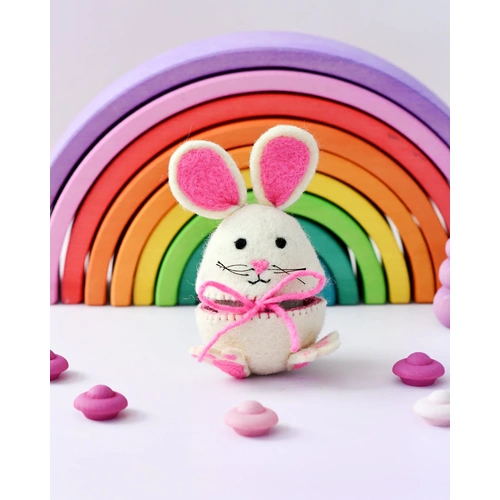 Tara Treasures - Felt Egg Cover Hopping Bunny with Pink Ears