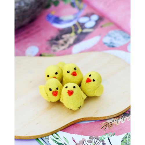 Tara Treasures - Felt Yellow Chicks Set of 5