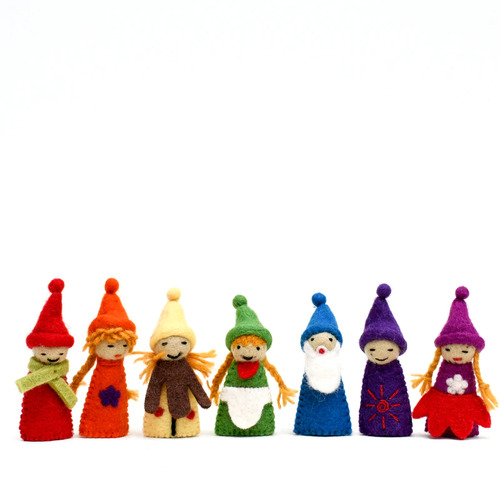 Tara Treasures - Rainbow Gnomes Finger Puppet Set
