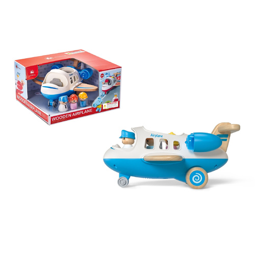 Wooden Airplane with Sounds and Lights Blue