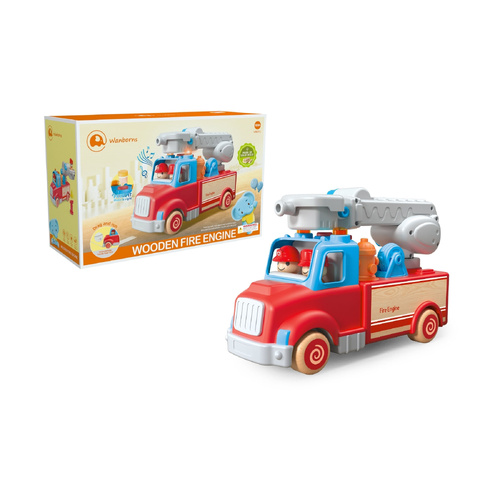 Wooden Fire Engine with Sounds and Lights