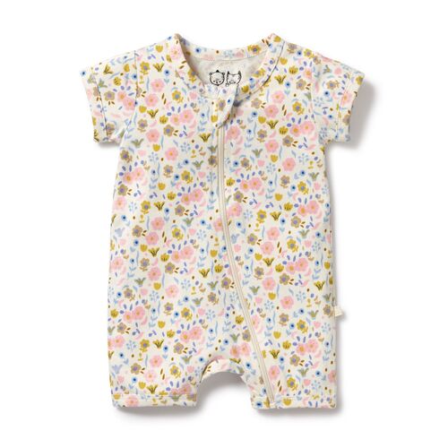 Wilson + Frenchy - Ava Floral Organic Boyleg Zipsuit [Size: 6 - 12 Months]