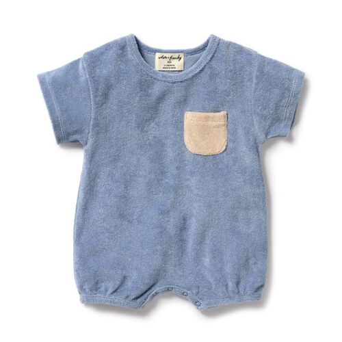 Wilson + Frenchy - Dusty Blue Organic Terry Growsuit [Size: 18 - 24 Months]