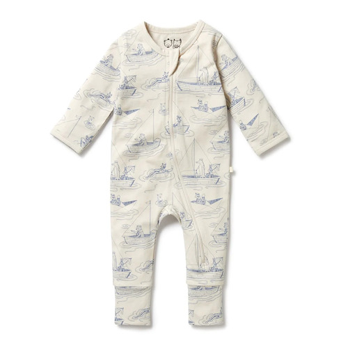 Wilson + Frenchy - Sail Away Organic Zipsuit with Feet [Size: 0 - 3 Months]